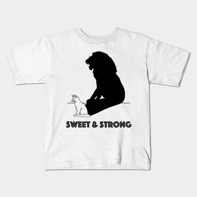 Cat with roaring lion shadow Kids T-Shirt by konnijensen